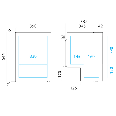 Vitrifrigo C39i fridge dimensions