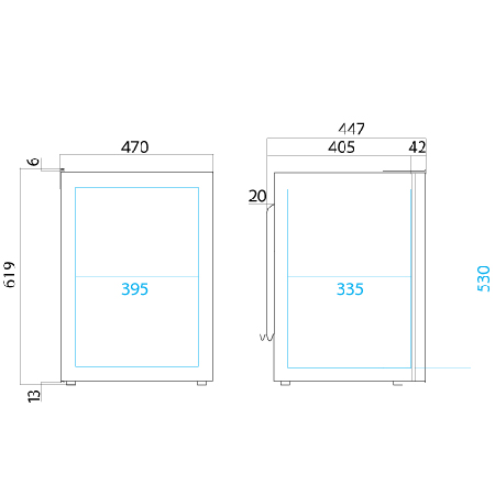  fridge Vitrifrigo C75L size