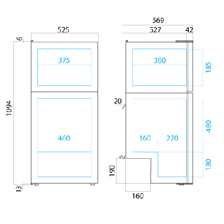 Vitrifrigo DP150 dimensions